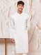 Men's White Silk Blend Kurta