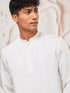 Men's White Silk Blend Kurta