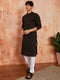 Men's Black Cotton Kurta And Pyjama Set