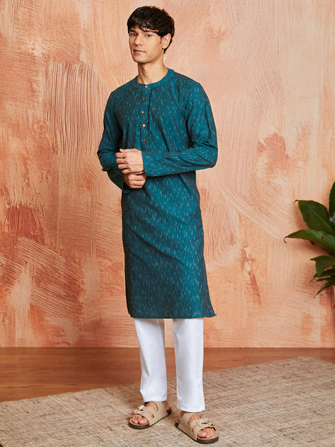 Men's Green Cotton Kurta And Pyjama Set