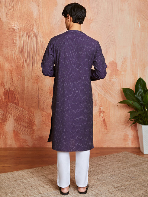 Men's Purple Cotton Kurta And Pyjama Set