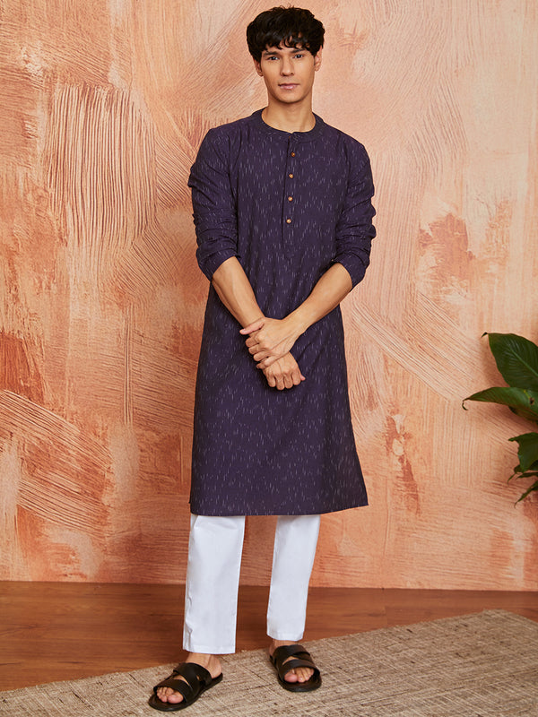 Men's Purple Cotton Kurta And Pyjama Set