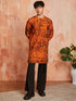 Men's Orange Cotton Kurta And Pyjama Set