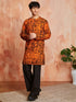 Men's Orange Cotton Kurta And Pyjama Set