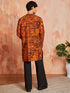 Men's Orange Cotton Kurta And Pyjama Set