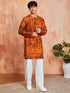 Men's Orange Cotton Kurta And Pyjama Set