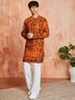 Men's Orange Cotton Kurta And Pyjama Set