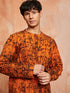 Men's Orange Cotton Kurta And Pyjama Set