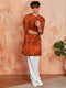Men's Orange Cotton Kurta And Pyjama Set