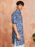 Men's Blue Cotton Kurta