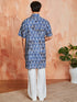 Men's Blue Cotton Kurta And Pyjama Set