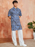 Men's Blue Cotton Kurta And Pyjama Set