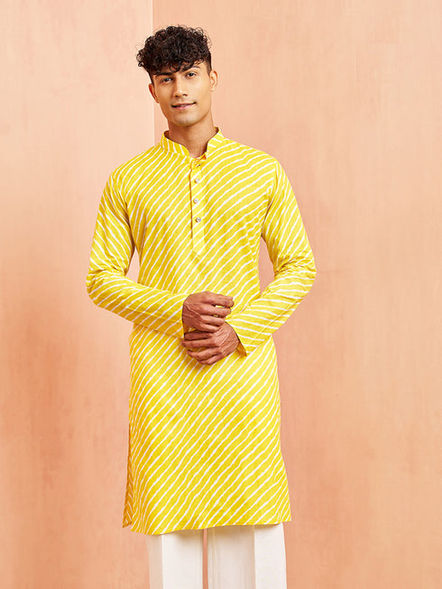 Men's Yellow Cotton Kurta