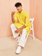 Men's Yellow Lahariya Print Kurta with White Pant Set