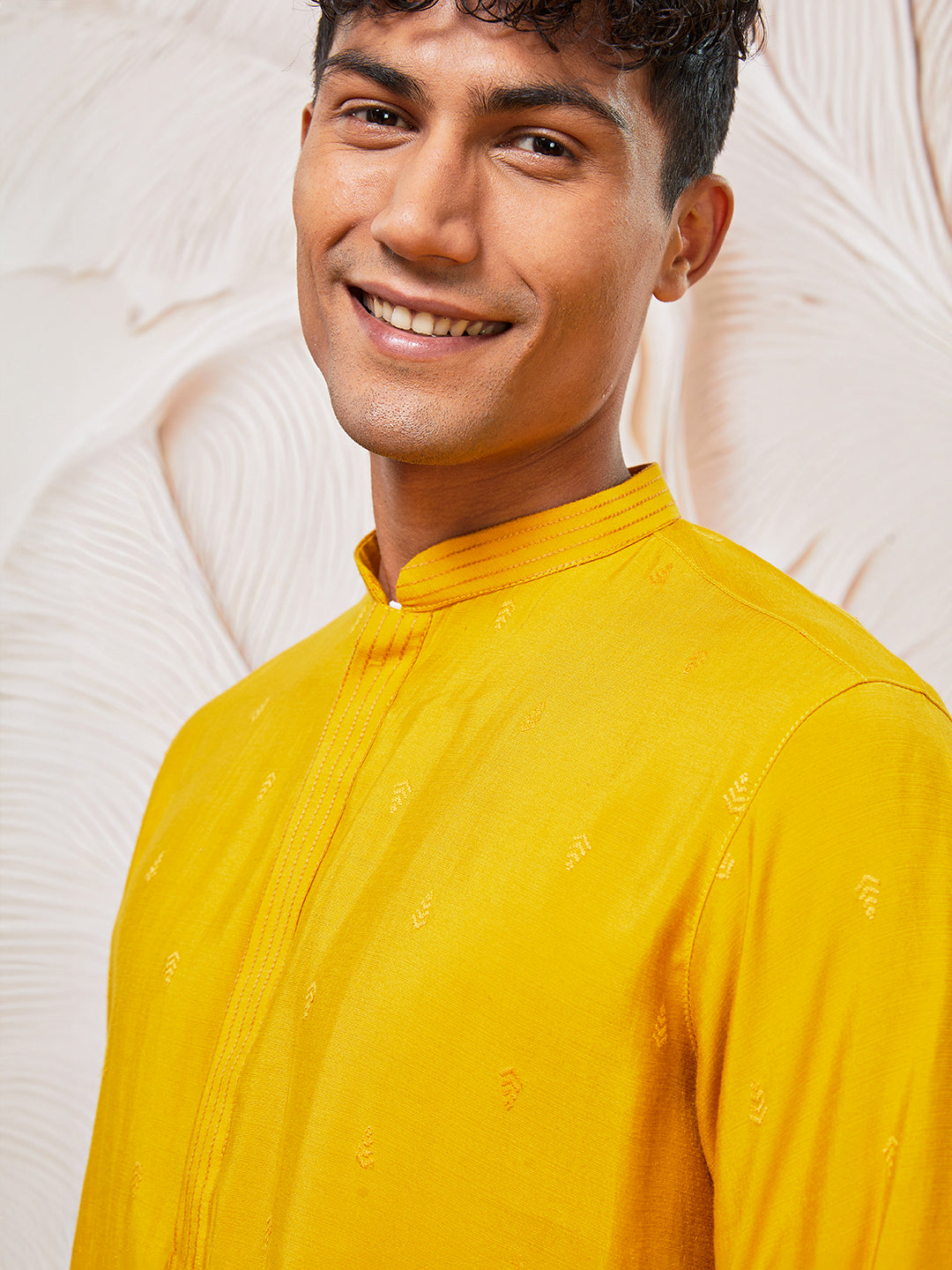 Men's Mustard Cotton Blend Only Kurta