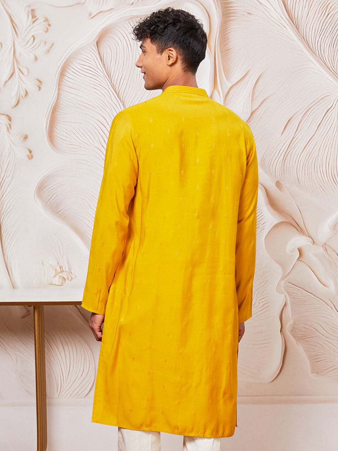 Men's Mustard Cotton Blend Only Kurta