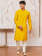 Men's Mustard Cotton Blend Kurta Pant Set