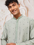 Men's Mint Green Cotton Blend Kurta Pant Set