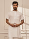 Men White Cambric Cotton Mid-Length Yoga Kurta