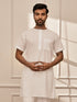 Men White Cambric Cotton Mid-Length Yoga Kurta