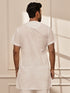 Men White Cambric Cotton Mid-Length Yoga Kurta