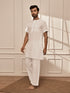 Men's All-White Premium Cotton Mid-Length Kurta Palazzo Set