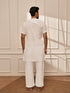 Men's All-White Premium Cotton Mid-Length Kurta Palazzo Set
