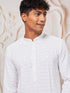 Men's White Rayon Kurta Pyjama Set