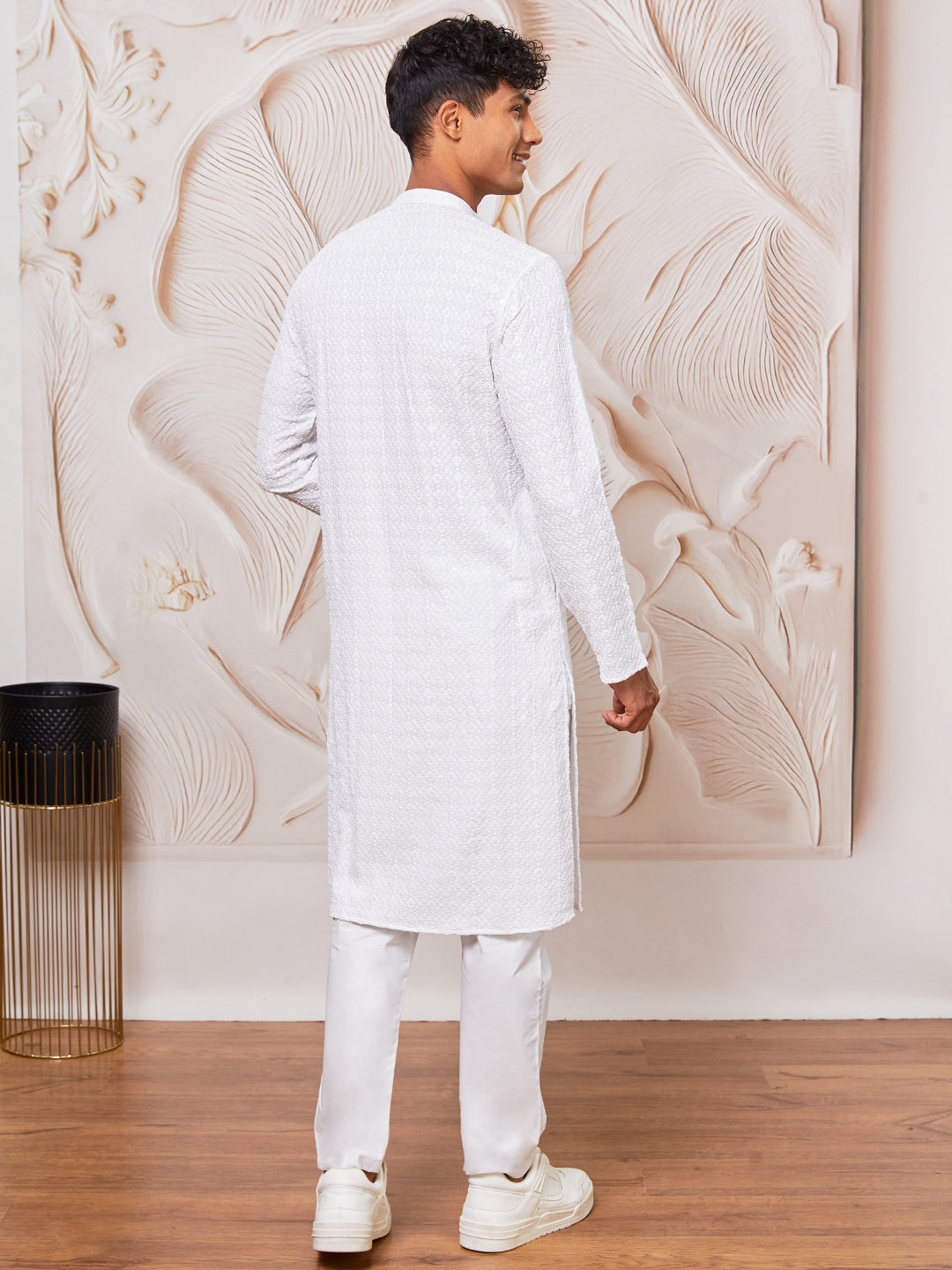 Men's White Rayon Kurta Pyjama Set