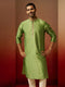 Vastramay Men Green Silk Anmol Jacquard Kurta