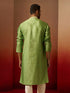 Vastramay Men Green Silk Anmol Jacquard Kurta