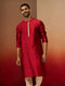 Men Maroon Silk Anmol Jacquard Kurta