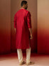 Men's Maroon Jacquard Kurta with Cream Churidar Set