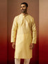 Men Yellow Silk Anmol Jacquard Kurta