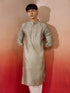Men's Grey Silk Jacquard Kurta
