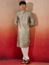 Men's Grey Silk Jacquard Kurta