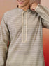 Mens Grey Jacquard Kurta with Pyjama
