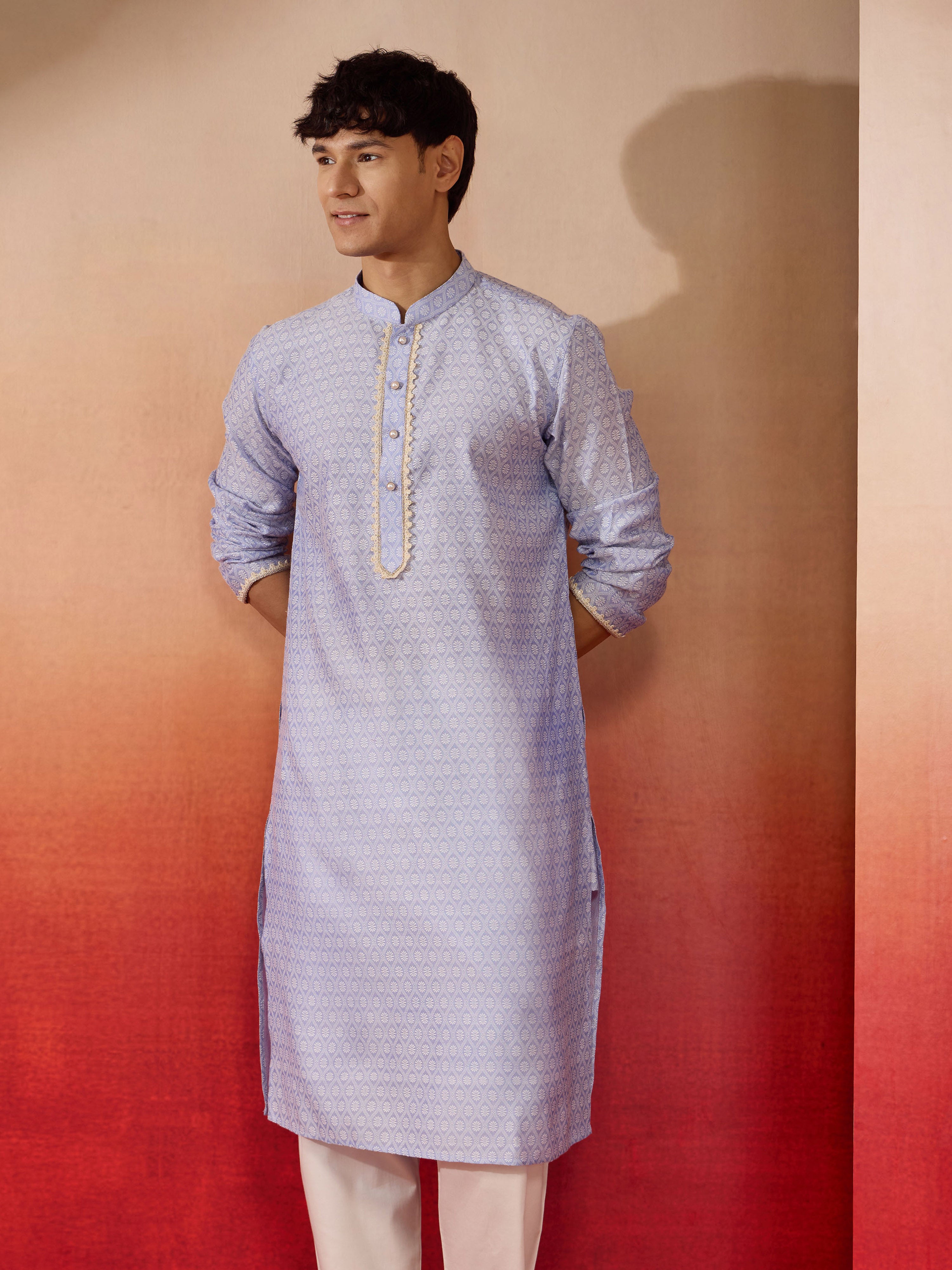 Men's Hawa Silk Jacquard Kurta