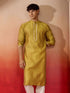 Men's Yellow Silk Jacquard Kurta