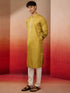 Mens Yellow Jacquard Kurta with Pyjama