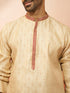 Men's Cream Embroidered Kurta with Maroon Churidar