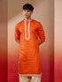 Men's Orange Hand Embroidered Silk Kurta