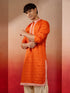 Men's Orange Hand Embroidered Silk Kurta