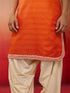 Men's Orange Hand Embroidered Silk Kurta