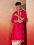 Men's Pink Hand Embroidered Silk Kurta