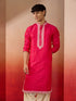 Men's Pink Hand Embroidered Silk Kurta