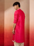 Men's Pink Hand Embroidered Silk Kurta