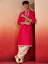 Men's Pink Phantom Silk Hand Embroidered Kurta with Cream Patiala Set