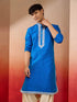 Men's Royal Blue Hand Embroidered Silk Kurta
