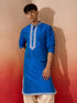Men's Royal Blue Hand Embroidered Silk Kurta